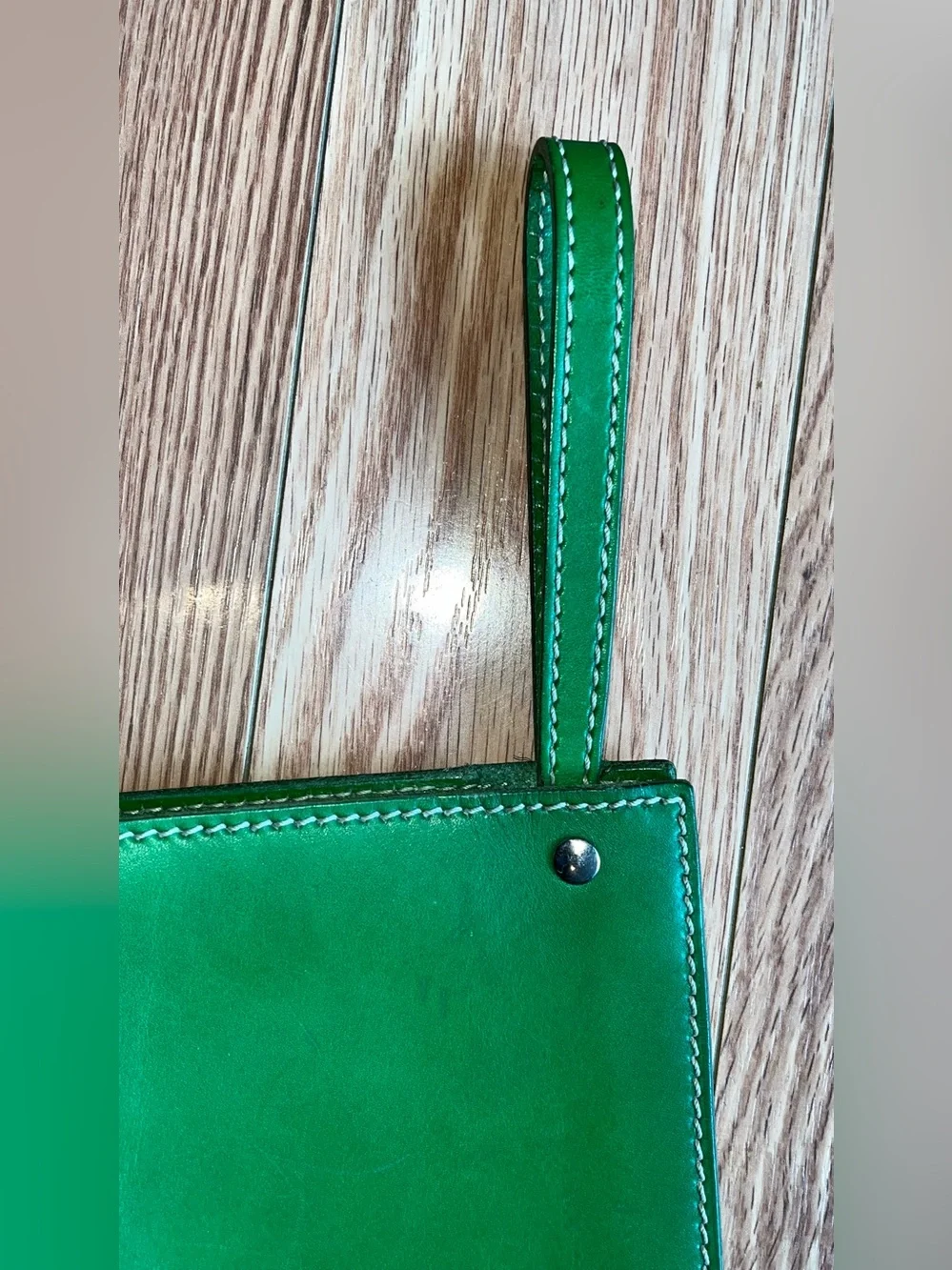 kate spade Emerald Green Leather Pouch Wallet wristlet strap - Picture 3 of 16
